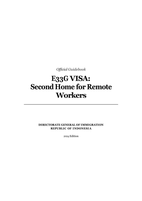 Cover of the Official E33G Visa Guidebook, English edition